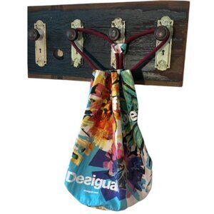 Desigual Colorful Canvas Slouch Backpack Tote Bag